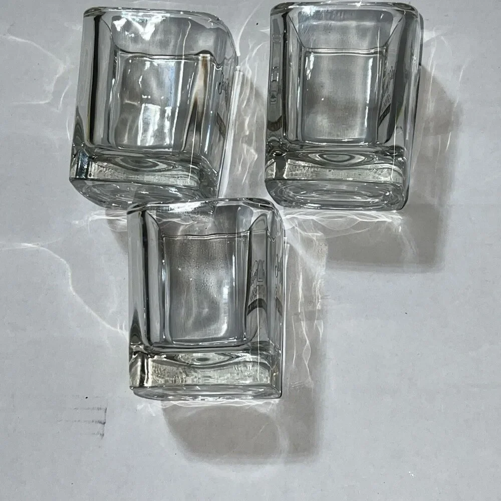 Jack Daniels Whiskey Square Rocks Glasses Black & Gold Graphics Set of 3 New